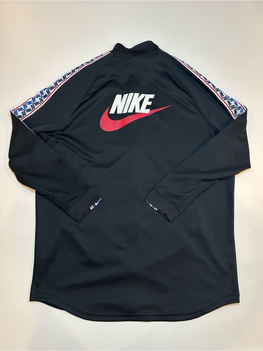 Nike Sportswear N-Logo Taped Side Stripe Poly Track Jacket Black Red Full Zip - Picture 2 of 6